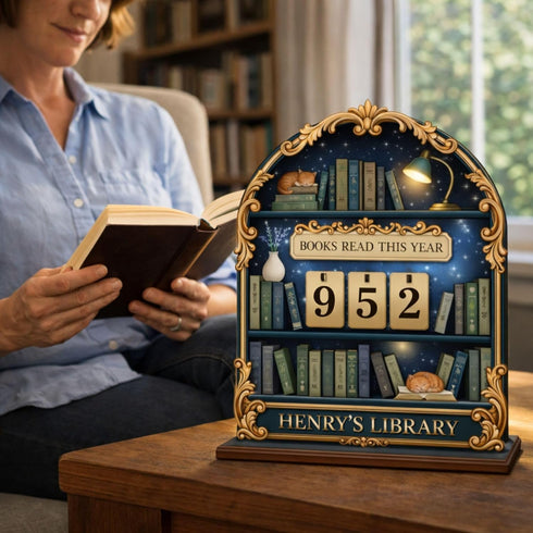 Counter, Personalized Books Read This Year Custom Name Wooden Book Tracker for Readers Librarians Teachers, Classic