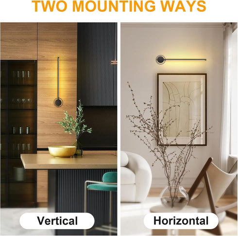 Set 23.6" 3 Dimmable 350 Wireless Wall Sconces of Two, Rechargeable Art Display Light, Color Temperature with Rotation