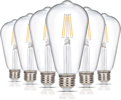 Simba Lighting LED Edison Vintage Filament ST21 (ST64) Light Bulbs (6 Pack)