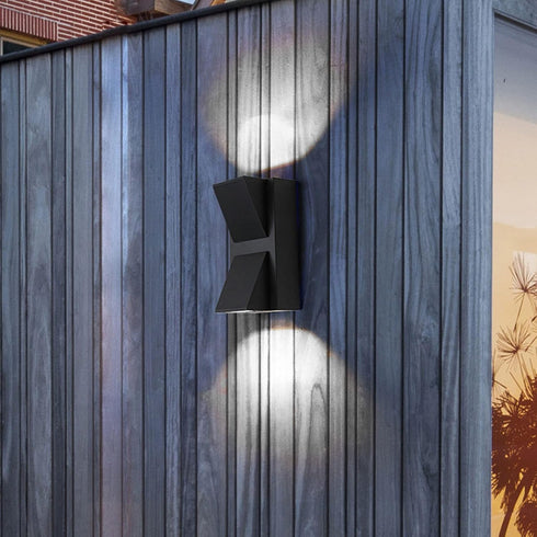 Tyenaza Wall Lamp, Outdoor Wall Light Plastic Housings Dual Head Exterior Wall Lamp with Up and Down Sconces for Porch