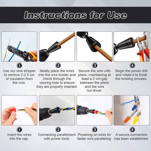 Jheoyrt 4 8 24 2 7 Pcs Multifunctional Wire Twister Tool for Drill, Lightweight Wire Nut Twister Compatible with to Awg