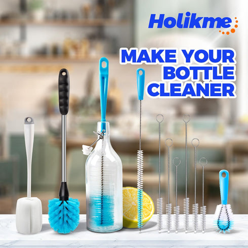 Set Holikme Bottle Brush Tube Cleaning Lab with Long Handle, Cup Cleaner for Washing Narrow Neck Beer Wine Decanter