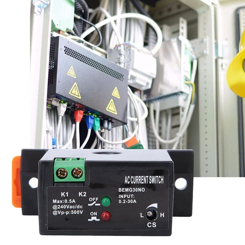 Garosa Adjustable Current Sensing Switch 0.2 to 30A AC with LED Indicator for Guide Rail 35mm DIN