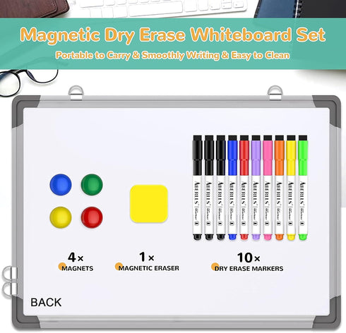 Small Monthly Calendar Dry Erase Whiteboard, 16" x 12" - Magnetic Hanging Double-Sided Board for Home, Office, Planning