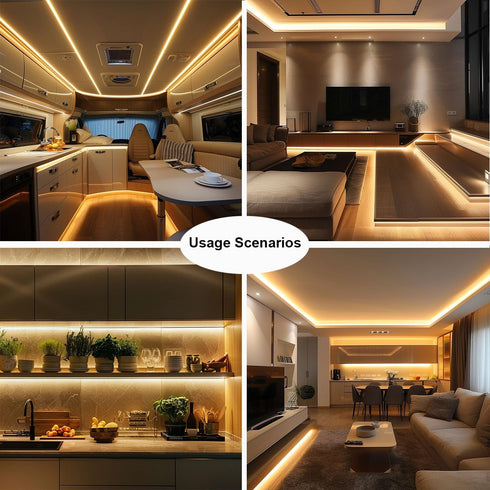 24V 3000K 16.4ft 4000Lm CRI>90 480LEDs/M TOPAI COB LED Strip Warm White Outdoor Waterproof Super Bright Self Adhesive