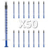 50 Pack 1 ml/1 cc Plastic Syringes without Needle, Individually Packaged for Scientific Labs, Watering, Measuring