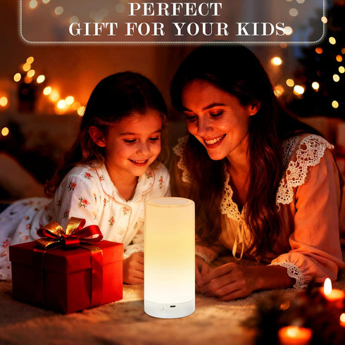 UNIFUN Dimmable Table Lamp, Touch Sensor Bedside Lamps, Warm White Light & Color Changing RGB for Kids Room,Living