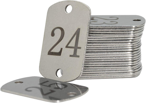 StayMax Stainless Steel Numbered Key Tags with Two Holes (26-50)