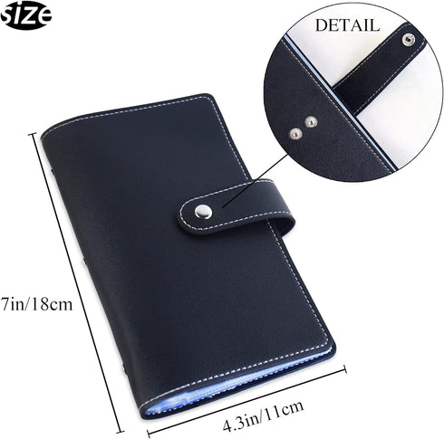 lizimandu Business Card Holder Book - PU Leather Organization Binder for Men & Women, Holds Up to 96 Cards (1-Black)