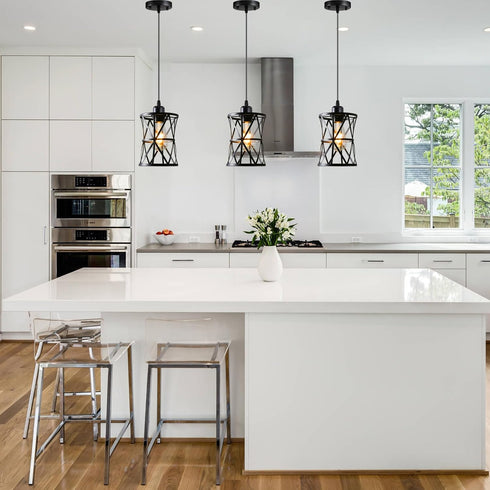 Laihezz 1-Light Black Pendant Light, Industrial Modern Small Hanging Light Fixture, Single Farmhouse Light for Kitchen