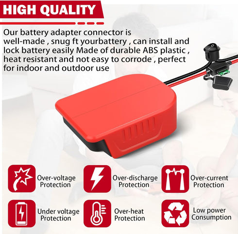TPDL 20V (14AW Power Wheel DIY Adapter for Bauer Battery Dock Power Connector for Rc Toy Car Truck, e-Bike, with Fuse