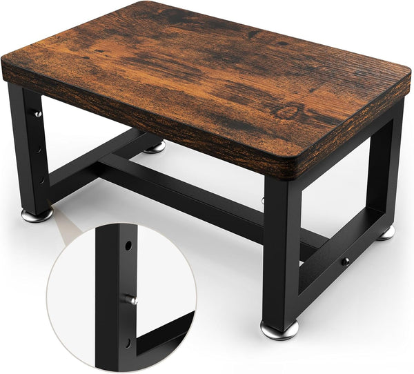 NomNest Step Stool, Height-Adjustable Wooden Step Ladder Metal Foot Stool Small Kitchen Stool