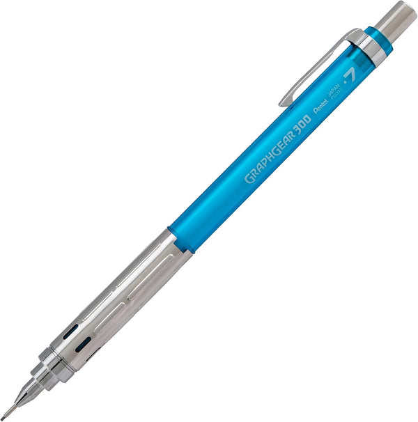 Pentel GraphGear 300 Mechanical Pencil - Box of 12 Pencils, Sky Blue, 0.7mm