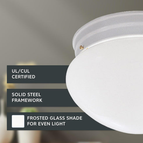 2-Lights 9 Inch 4732-WH DESIGNERS FOUNTAIN Flush Mount Ceiling Light, Lighting Fixture for Kitchen, Bedroom, Bathroom