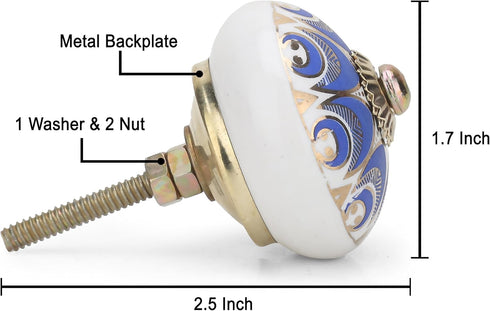Knobs for Cabinets and Drawers, Assorted Hand Painted Door Pull Handles for Dresser Kitchen Wardrobes, Navy Blue, Pack