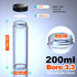 Glass Sample Vials,Wide Mouth Glass Bottle Boro 3.3 with Black Cap for laboratory,reagents bottle,leaf teas, spices,herbs, medication,paint,DIY Craft vials with sticker & Funnel (47mm 200ml 4pcs)