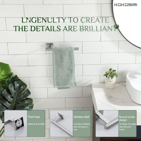 2 Pack, B3008CH-P2 KOKOSIRI Hand Towel Bar Chrome Bathroom Towel Rail Holder Kitchen Paper Holder Wall Mounted Toilet