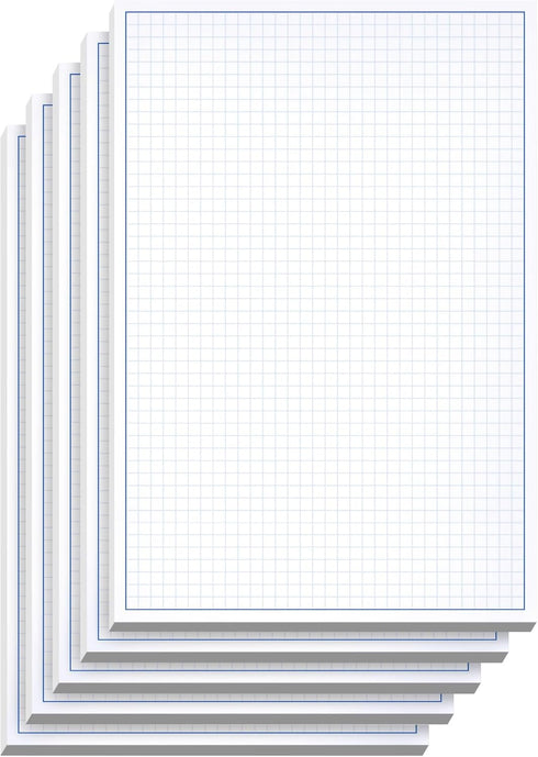 Graph Paper Pad for Blueprint Drawings, 8.5x14 Quadrille Grid Paper, 50 Sheets (5-Pack)