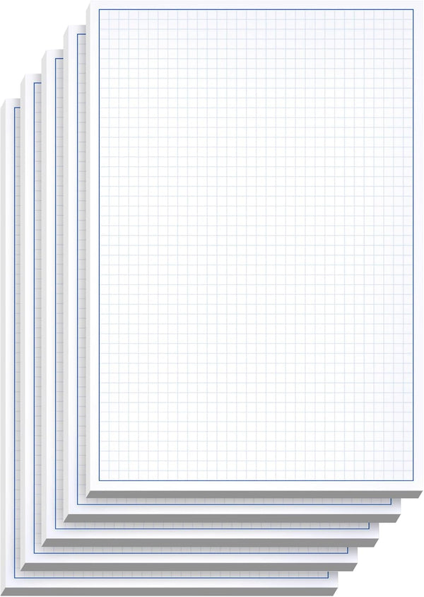 Graph Paper Pad for Blueprint Drawings, 8.5x14 Quadrille Grid Paper, 50 Sheets (5-Pack)