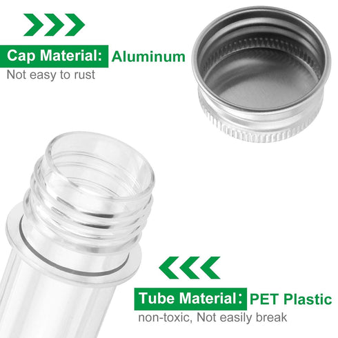 Acrux7 60 Pack Plastic Test Tubes, 45 ML Clear Test Tubes with Screw Caps for Bath Salts, Candy Storage, Scientific