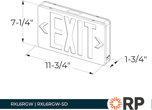 RP Lighting + Fans Sampson Dual-Color LED Exit Emergency Combo Light with Self-Diagnostic Option - White