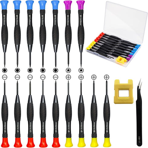 18PCS Mini Precision Screwdriver Set with Case, Magnetic Small Flathead Phillips Pentalobe Torx Kit for Repairing