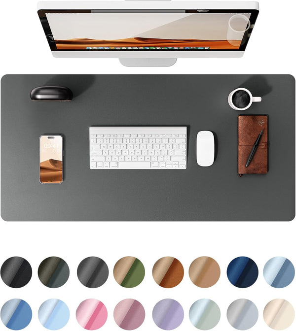 YSAGi Leather Desk Pad Protector, Large Non-Slip PU Leather Desk Blotter, Waterproof Writing Pad for Office (Dark Grey)