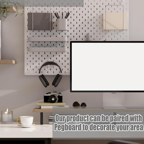 12 Pcs Pegboard Hooks, 6 x 9.5 Centimeters, Compatible with IKEA Skadis Pegboard, Waterproof Metal Storage Tool