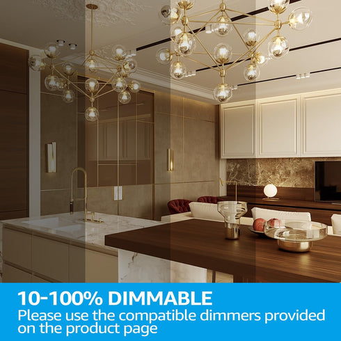 TORCHSTAR Half Chrome LED Light Bulb, 7W Chrome Dipped, G25 Globe, Dimmable, E26 Base, 3000K Warm White, 3 Pack