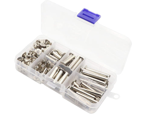 LBY 120pcs Chicago Screws Binding Screw Posts, M5 x 10/15/20/25/30/35mm Assortment Kit for Leather Repair
