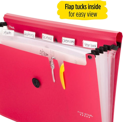 Five Star 6 Pocket Expanding File Organizer, Plastic Expandable File Folders, 13" x 9-1/4", 1 Count