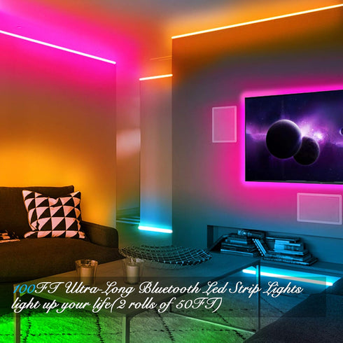 100 5050 Party(2 50 DAYBETTER Led Strip Lights ft Smart with App Remote Control, RGB for Bedroom, Living Room, Home