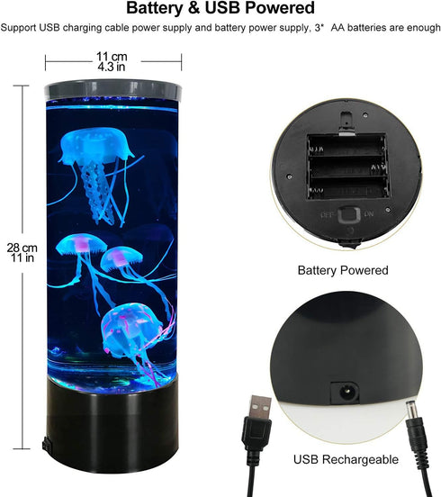 Vaticas 5 Jellyfish Lava Lamp Multi-Color Changing Aquarium Night Light with Glowing Jellyfish Electric Tank Mood Light