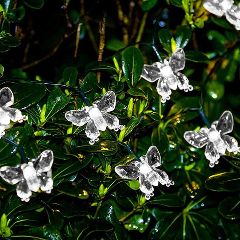 Solar String Lights, Waterproof 16ft 20LED Butterfly Christmas Fairy Lights for Home Party Wedding Patio Garden