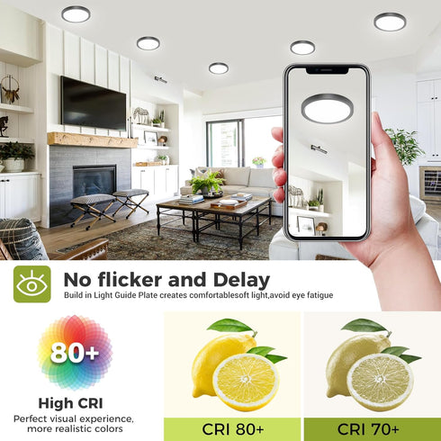 1PACK Flush Mount LED Ceiling Light Fixture, 6.5 Inch 12Watt, Dimmable & 3 Color Selectable, Low Profile Ceiling Lamp