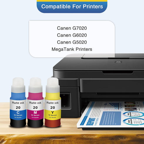 GI-20 G7020 G6020 Color Ink Refill Bottles Set for Canon GI 20 GI20 GI-20 Compatible with Canon G7020 G6020 G5020