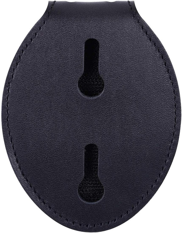 Wisdompro Cowhide Leather Police Badge Holder, Universal Pocket Case with Belt Clip and Chain Necklace