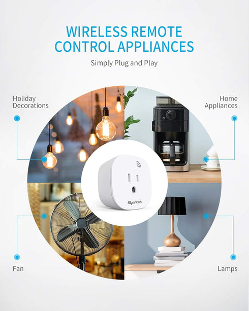 100 (5 2 Syantek Remote Control Outlet Wireless Light Switch for Household Appliances, Expandable Remote Light Switch