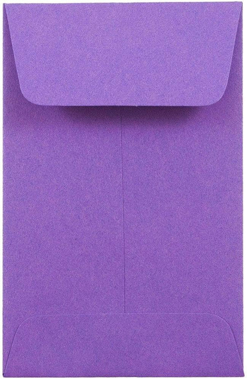 JAM PAPER #1 Coin Business Envelopes - Colored, 2 1/4 x 3 1/2, Violet Purple Recycled, 50/Pack