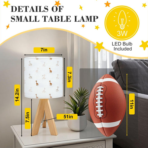 RAINFALLARING Seamless Tripod Table Lamp Cute Baby Giraffe Small Hand Drawn Nursery Animal Bedside Lamps Small Lamp