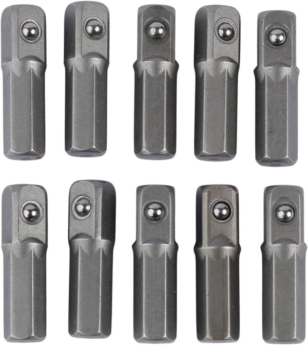 10PCS Replacement Impact Socket Extension Adapter Set, 1/4" Hex Shank to Square Drive 25mm, Chrome Vanadium