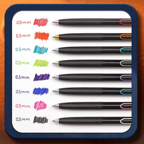 WRITECH Retractable Gel Ink Pens: 0.5mm Fine Point Pen Multicolor No Smear & Smudge for Journaling Sketching Drawing Extra Smooth Writing Non Bleed Silent Click Pen Set 8ct - Assorted Colors