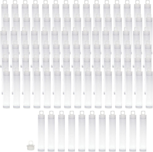 The Beadsmith Clear Plastic Tubes, 3-Inch Round with Hanging Caps, Bag of 100 for Beads & Storage