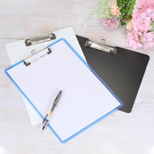 PATIKIL 2 Pack A4 Clipboard Landscape, 12.4 x 8.86 Inch PP Plastic Office Clipboards Low Profile Clip for Drawing, Blue