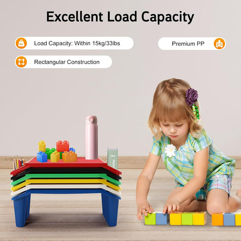 Tapischion 6-Pack 33lbs Kids Lap Desks with Side Storage, Portable Stackable Activity Trays for Reading Writing