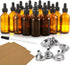 24 Pcs Dark Amber Dropper Bottles, 2 oz with 6 Small Funnels & 1 Long Glass Labels for Liquids