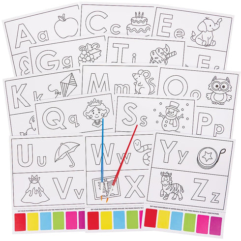 FN106 Pack 13, Baker Ross Alphabet Magic Painting Pictures - of Painting Kits for Kids