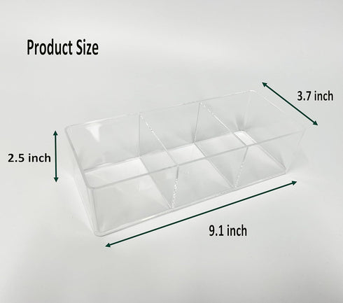 Stackable Clear Drawer Organizers, Small Makeup Vanity Storage Bins, Office Desk Drawer Dividers, 2 Pack Triple