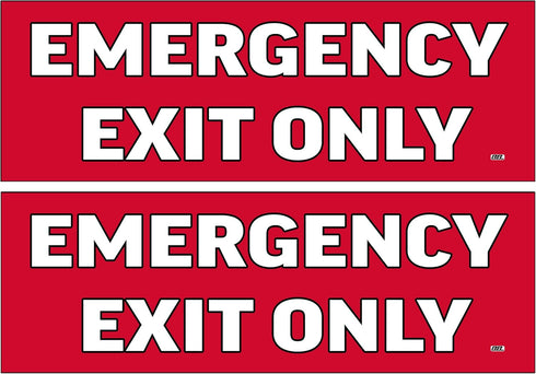 Rogue River Tactical 2 Pack Emergency Exit Only Red Sticker Set, 9x3 Inch Vinyl Decal Indoor Outdoor