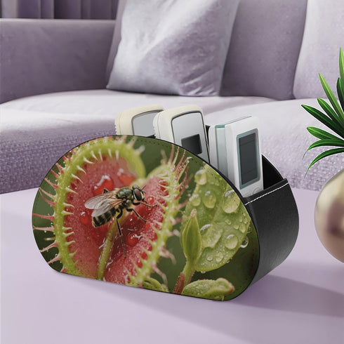 FekiLoot (5 Venus Flytrap Catching Remote Control Holder Leather Desk Storage Organizer Box Remote Caddy Makeup Brush